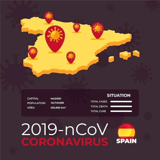 Vettore gratuito mappa del paese infografica per coronavirus