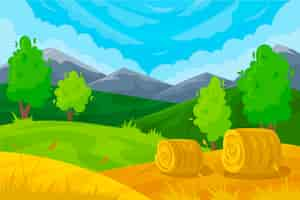 Free vector countryside beautiful landscape