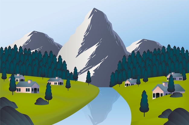 Free vector countryside landscape concept