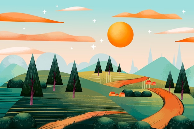 Free vector countryside landscape concept