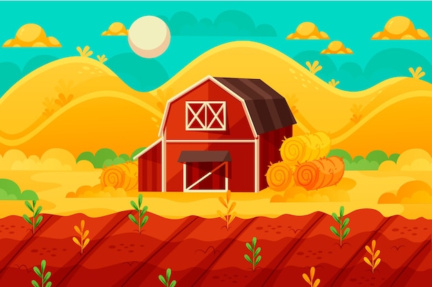 Free vector countryside landscape illustration