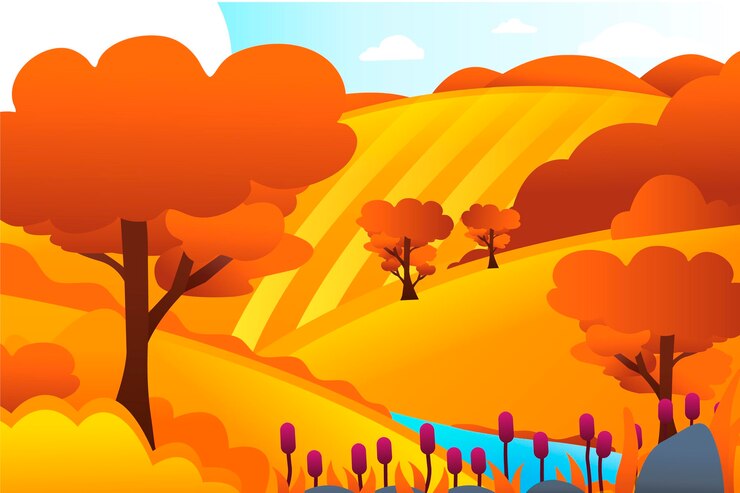 Free Vector countryside landscape with hills