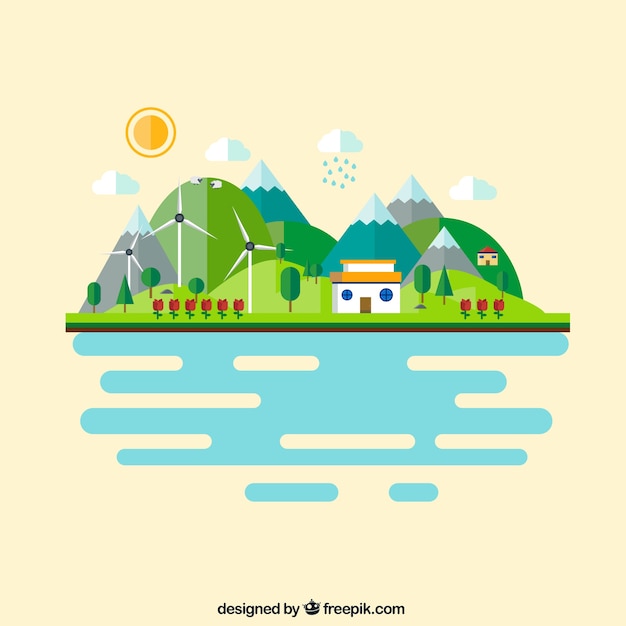 Free vector countryside landscape