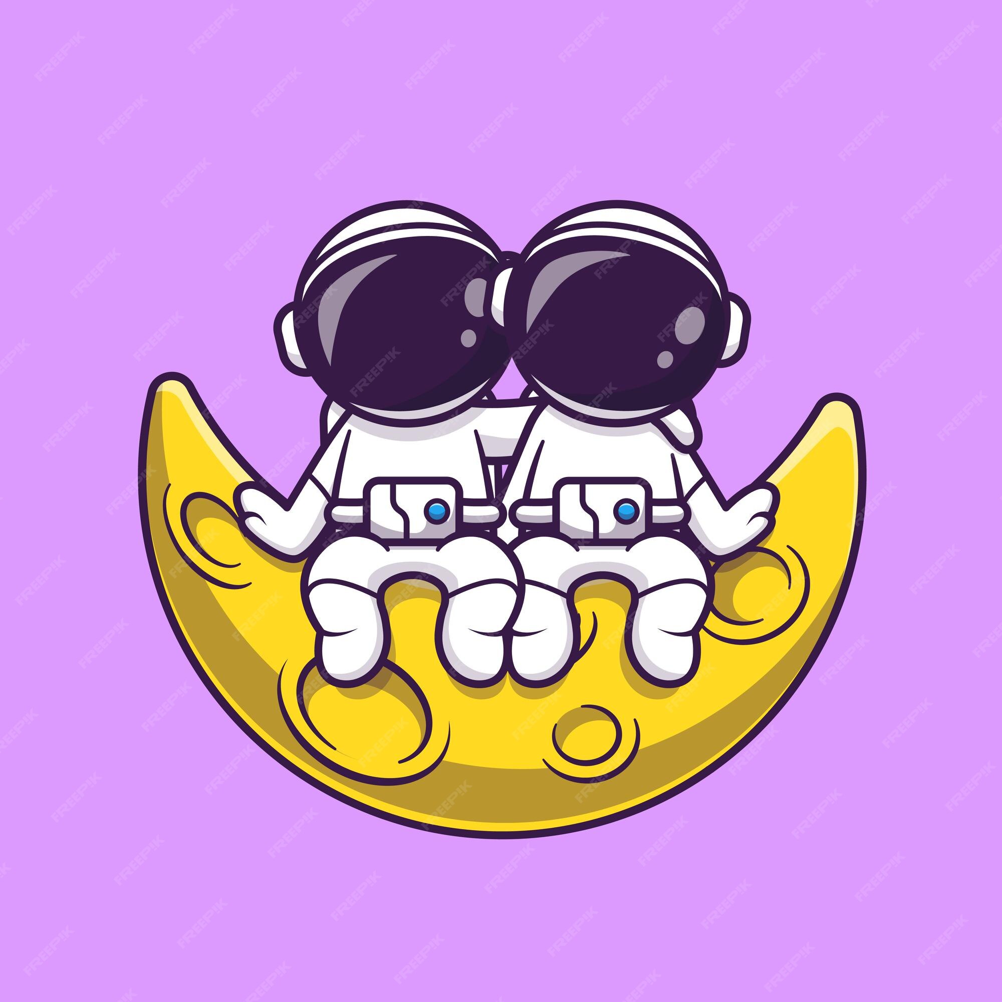 Premium Vector  Cute couple astronauts hug art illustrations