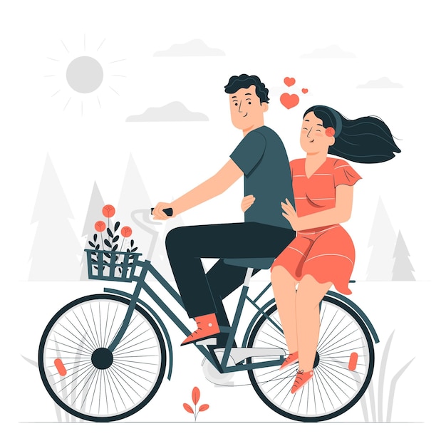 Free vector couple bicycle concept illustration