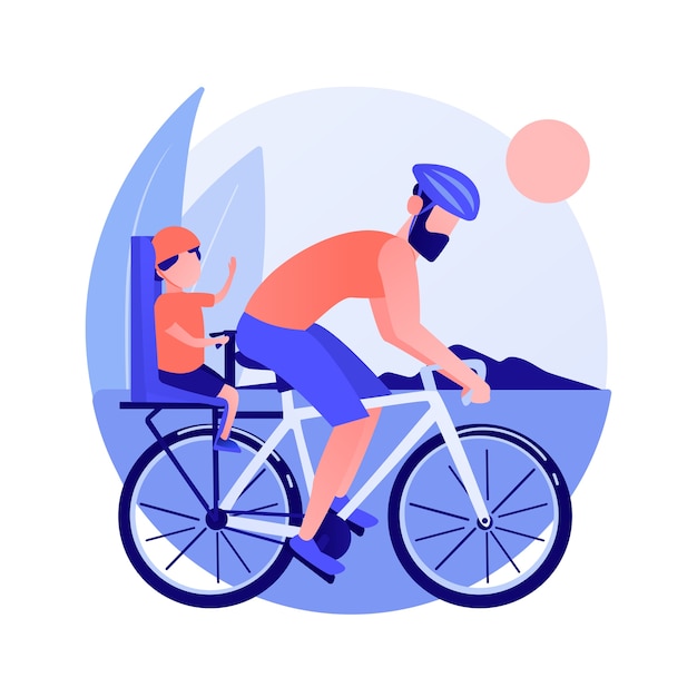 Coppia in bicicletta. stile di vita sano e fitness. cavaliere su strada, ciclista in collina, gara ciclistica. famiglia in viaggio. veicolo e trasporto. illustrazione della metafora del concetto isolato di vettore.