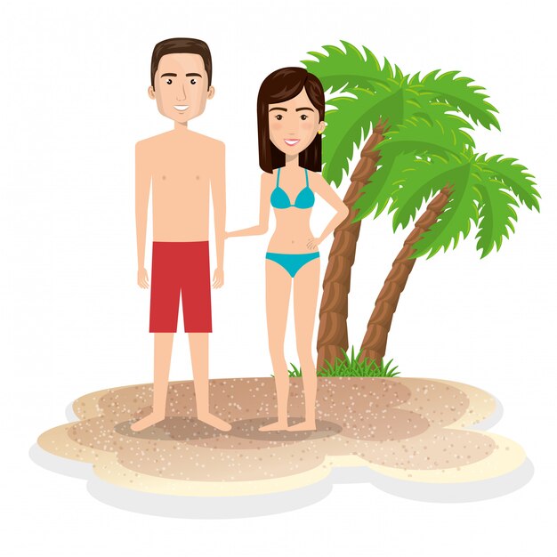 couple characters on the beach