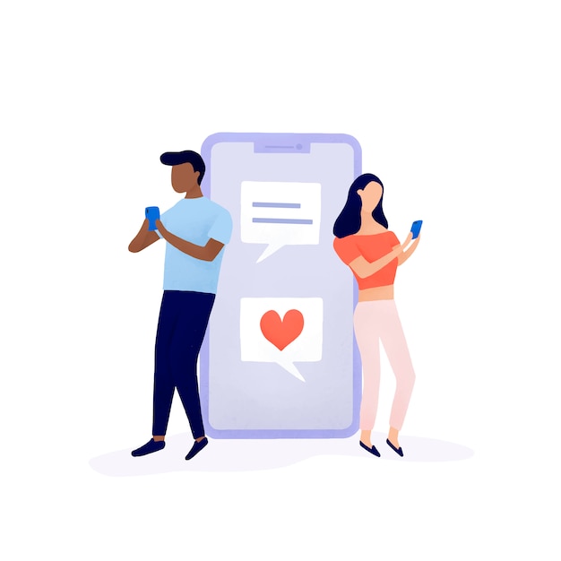 Couple chatting on social media vector