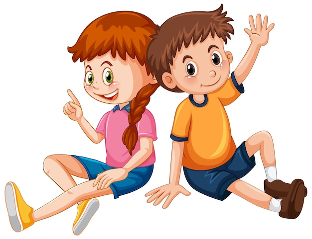 Couple children cartoon character