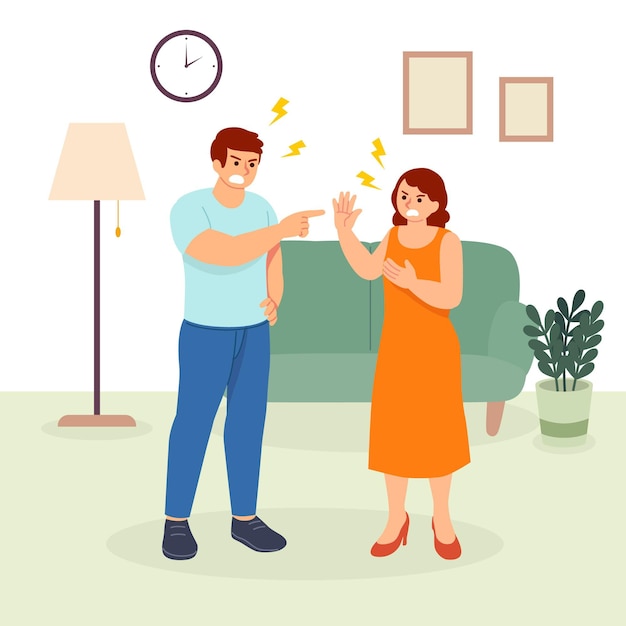 Free vector couple conflicts concept