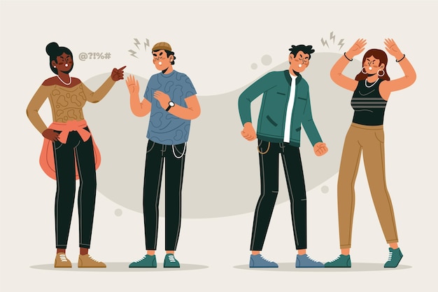 Free vector couple conflicts illustration concept