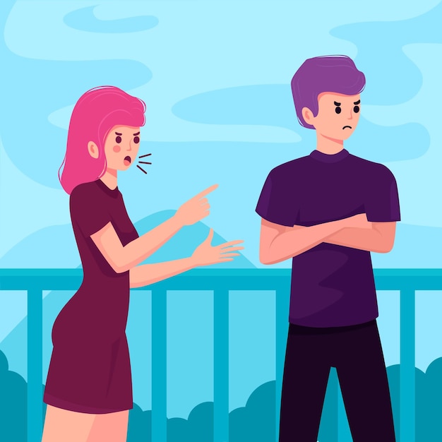 Free vector couple conflicts illustration