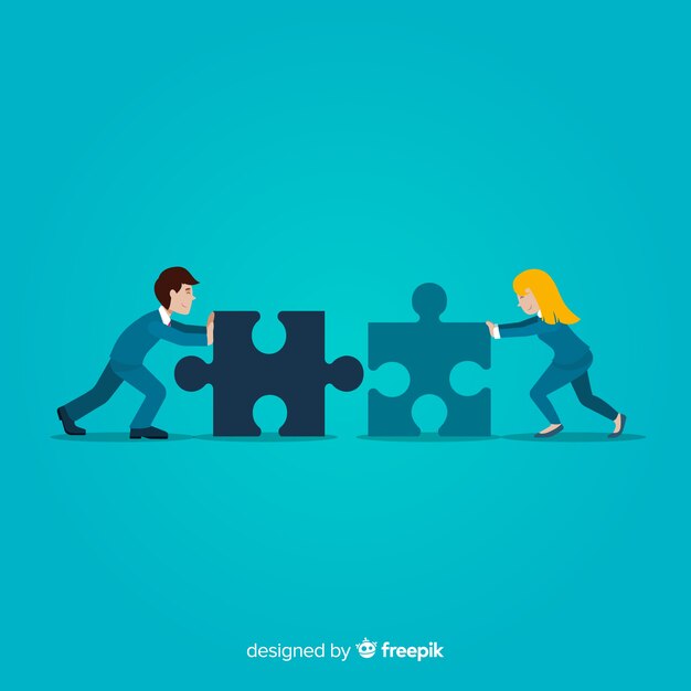 Couple connecting puzzle pieces background