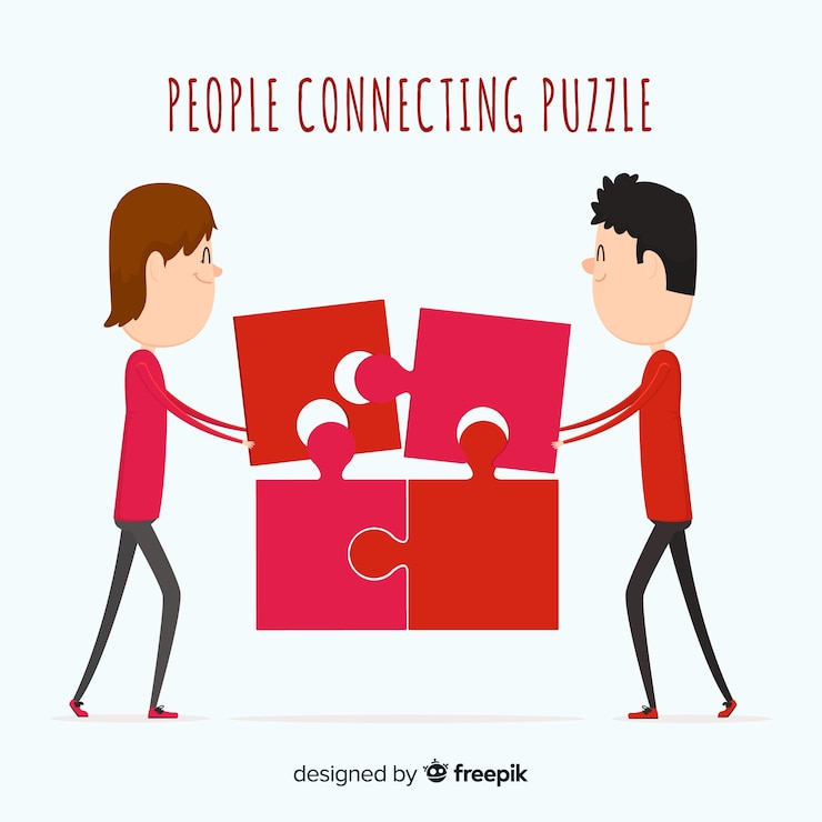 Free Vector couple connecting puzzle pieces background