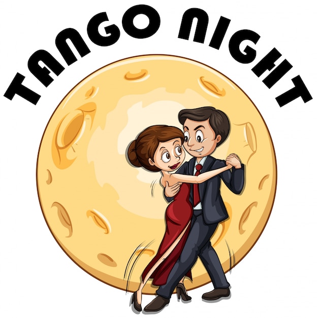Free vector couple dancing on fullmoon night