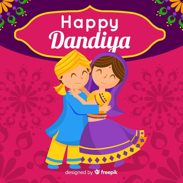 Free vector couple dandiya background