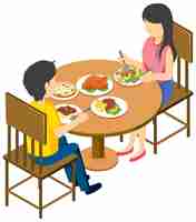 Free vector couple dining table isometric