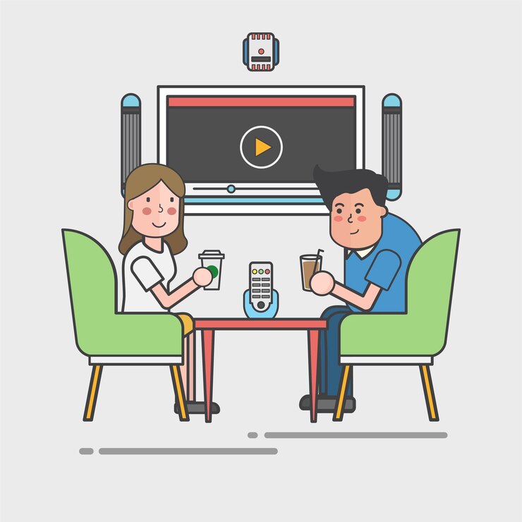 무료 Vector 카페 테이블 벡터에서 마시는 커플