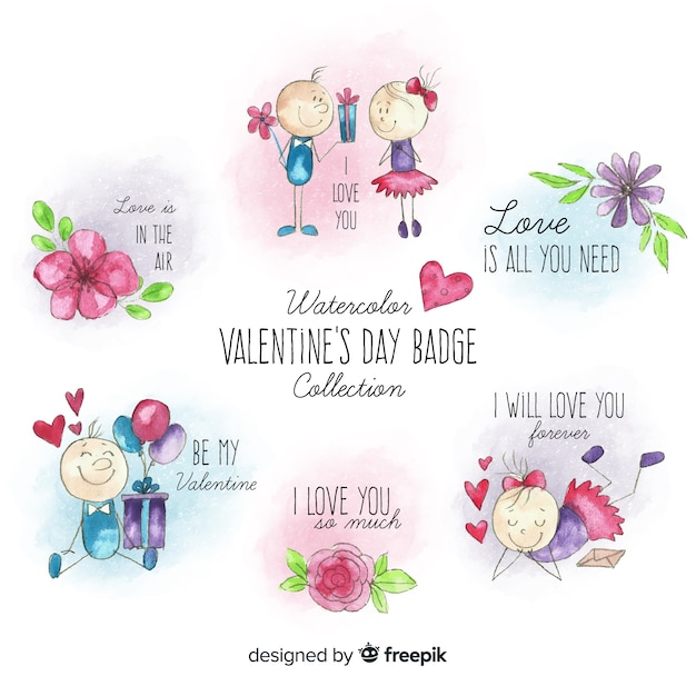 Couple and flowers valentine label pack