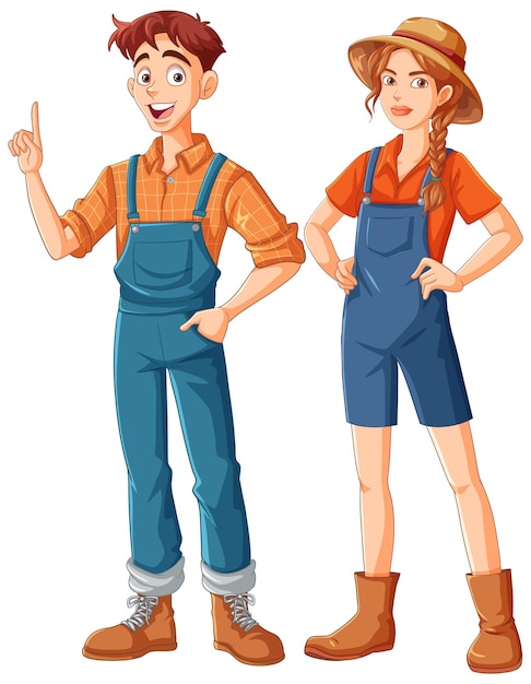 Couple of Gardeners in Standing Pose Vector