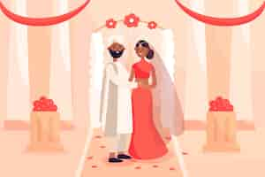 Free vector couple getting married illustration