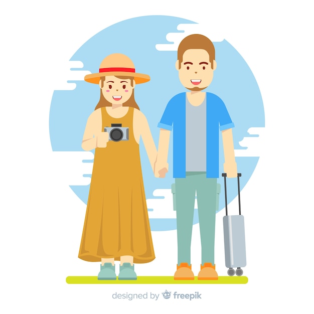 Free vector couple going on a trip background