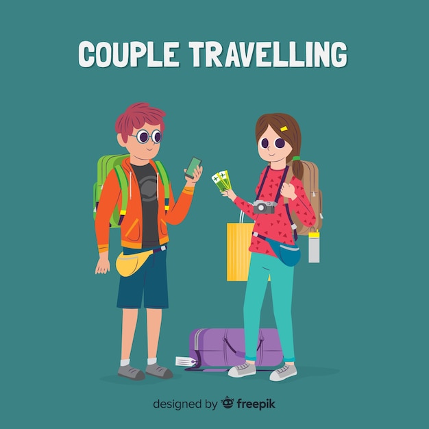 Free vector couple going on a trip