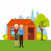 Free vector couple of grandparents away from home