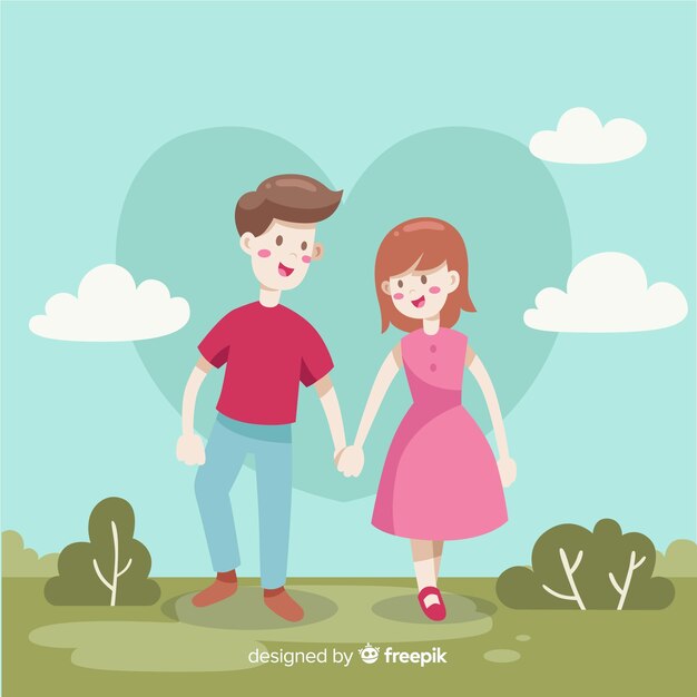 Couple holding hands valentine background