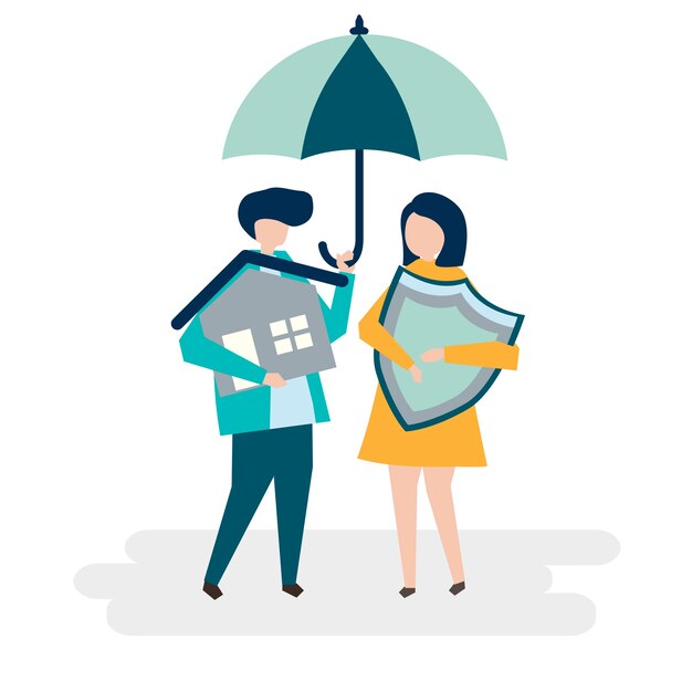 couple and a house insurance concept illustration