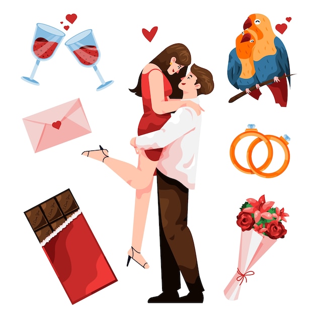 Free vector couple illustration with elements