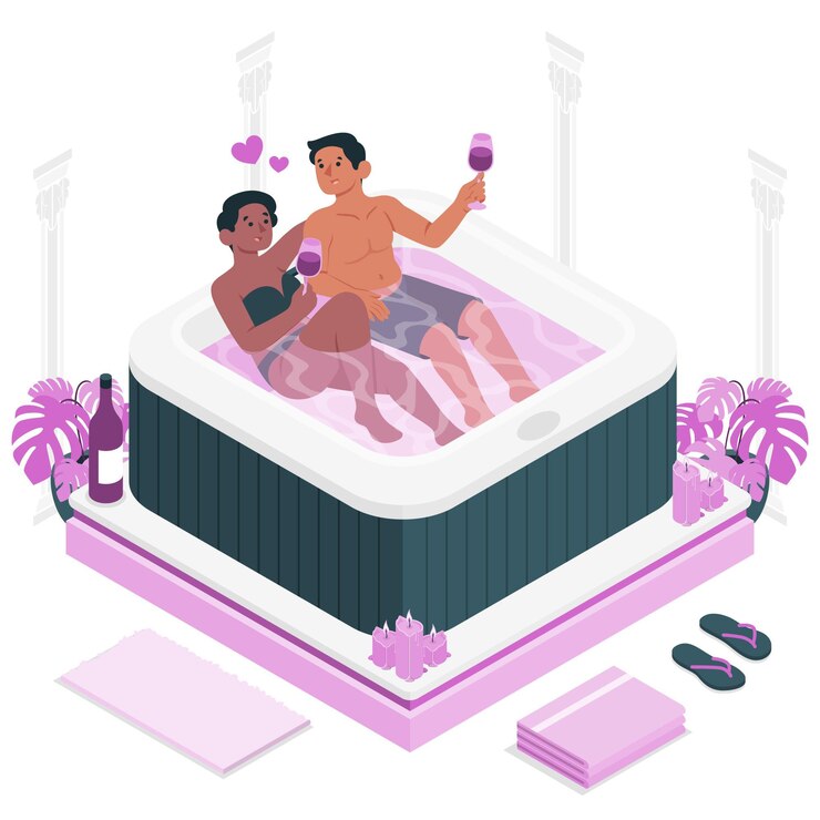 Free Vector couple in a jacuzzi concept illustration