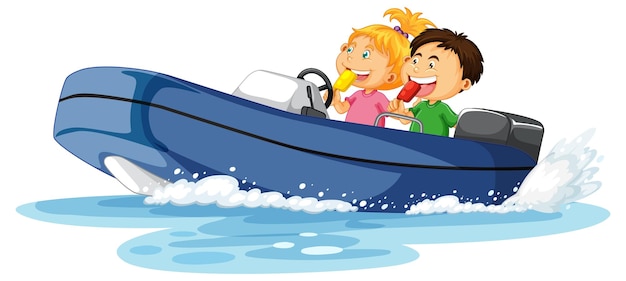 Couple kids on dinghy boat