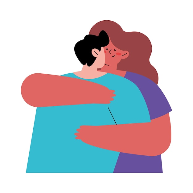 Free vector couple kissing and hugging