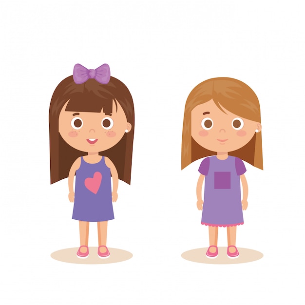 Free vector couple of little girls characters