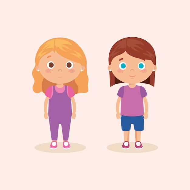 Free vector couple of little girls characters