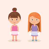 Free vector couple of little girls characters