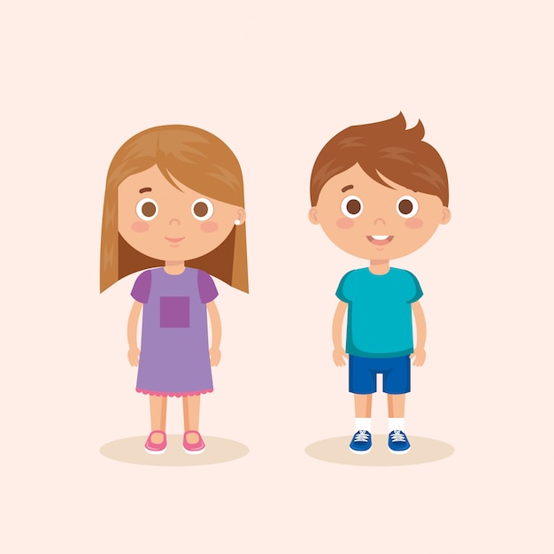 Free vector couple little kids characters