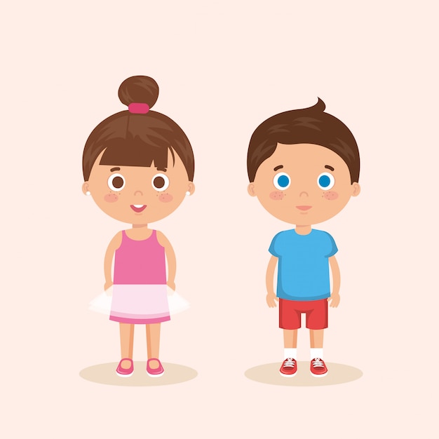 Free vector couple little kids characters
