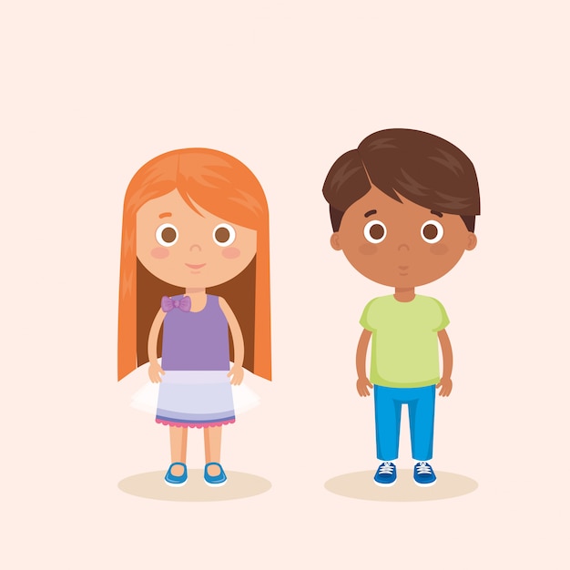 Free vector couple little kids characters