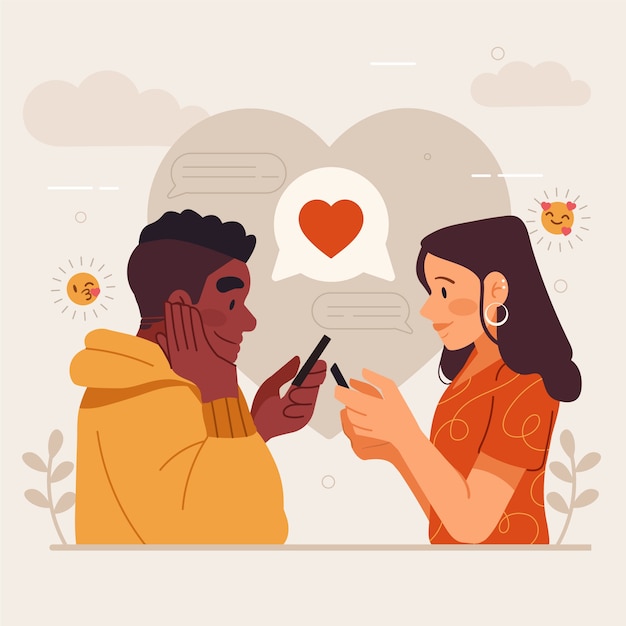 Free vector couple in long distance relationship