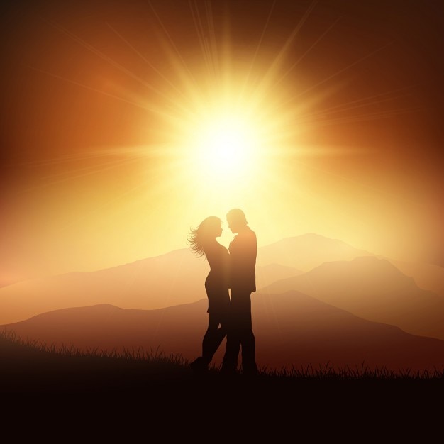 मुफ़्त वेक्टर a couple in love on a sunset