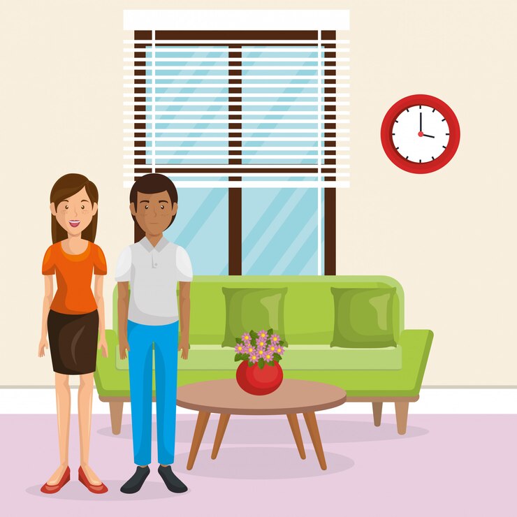 मुफ़्त वेक्टर couple lovers in the living room