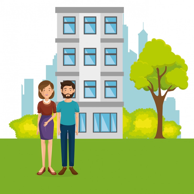 Free Vector couple of lovers in the park