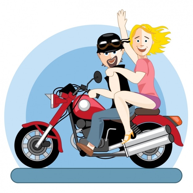 Couple on motorcycle