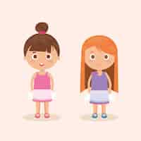 無料ベクター いくつかの小さな女の子キャラクター