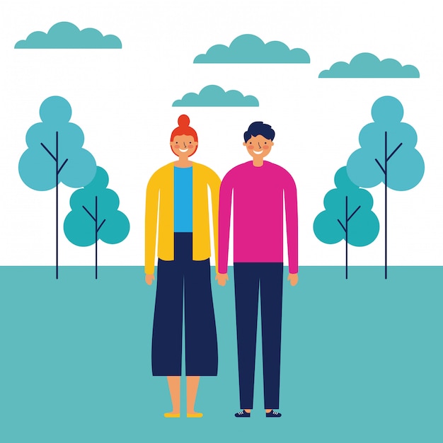 Free vector couple outdoor park