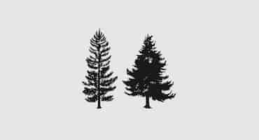 Free vector a couple of pine trees on a gray background