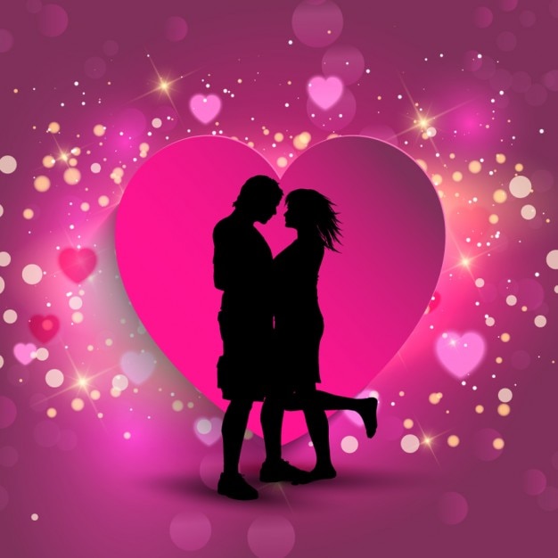 Free vector couple on a pink bright background