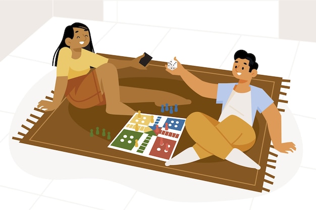 Couple playing ludo game